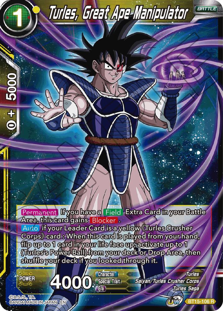 Turles, Great Ape Manipulator BT15-106 card from Saiyan Showdown