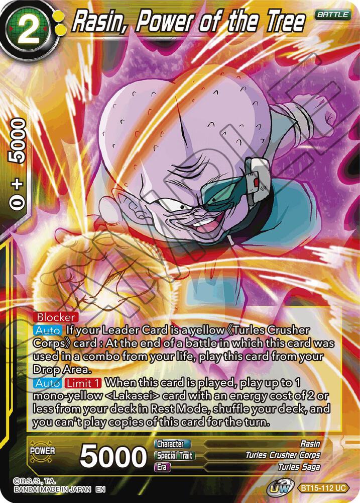 Rasin, Power of the Tree BT15-112 card from Saiyan Showdown