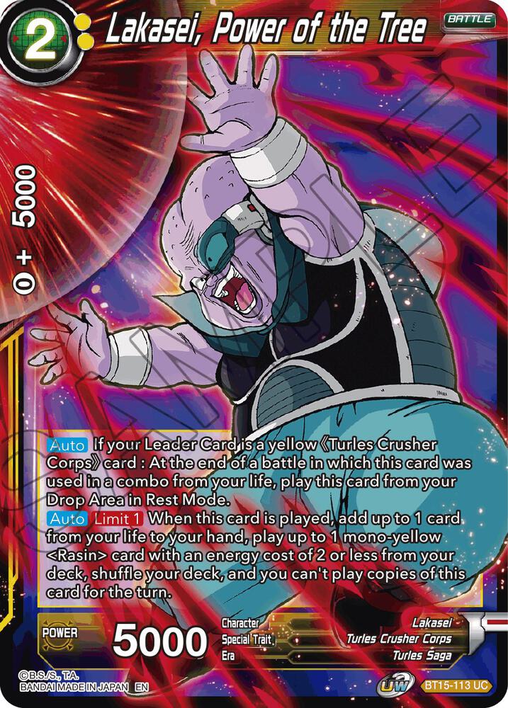Lakasei, Power of the Tree BT15-113 card from Saiyan Showdown