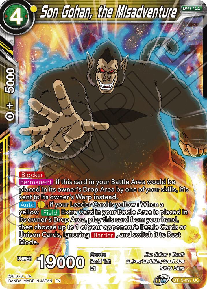 Son Gohan, the Misadventure BT15-097 card from Saiyan Showdown