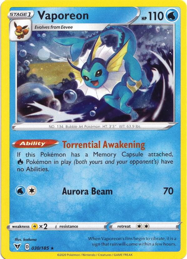 Vaporeon (Cosmos Holo) 030/185 card from Miscellaneous Cards & Products