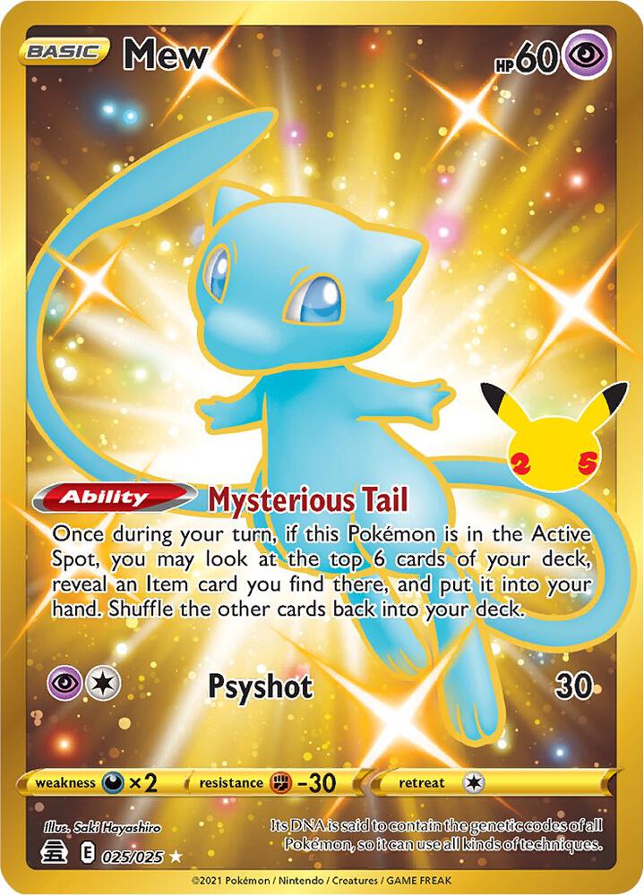 Mew (Secret) 025/025 card from Celebrations