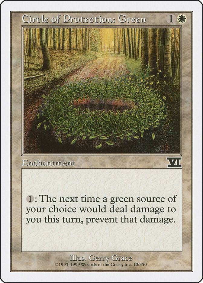 Circle of Protection: Green 10 card from Classic Sixth Edition