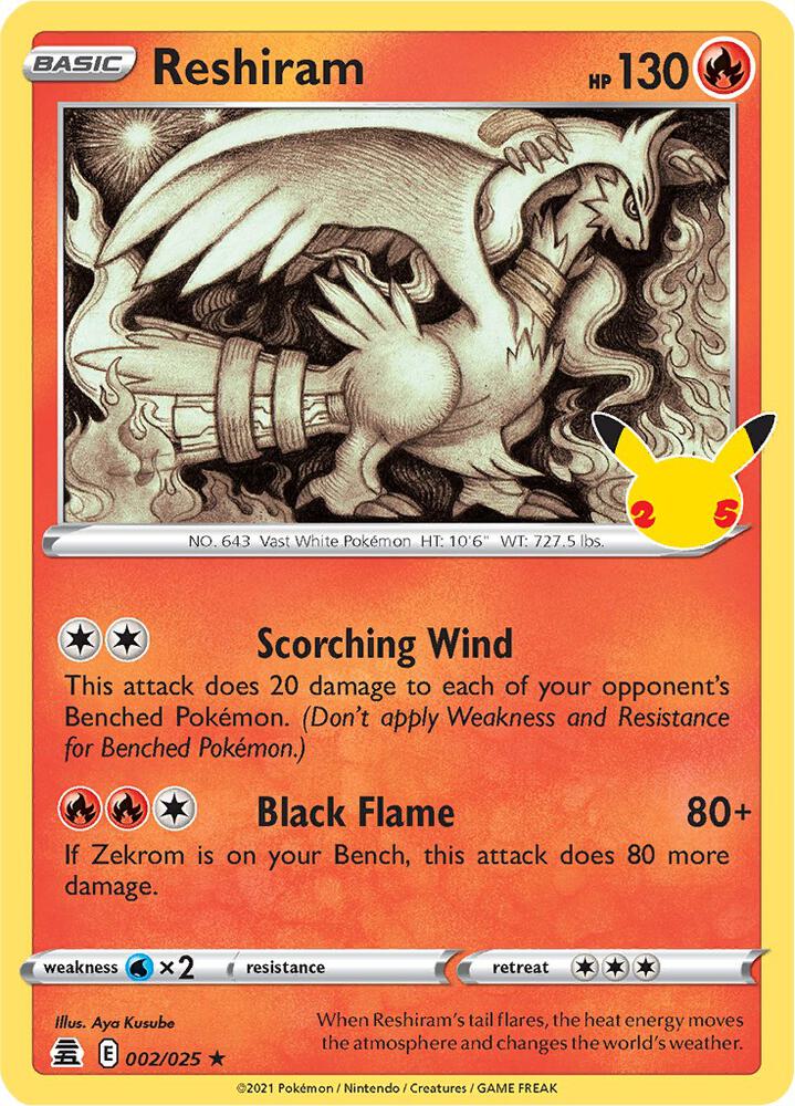 Reshiram 002/025 card from Celebrations
