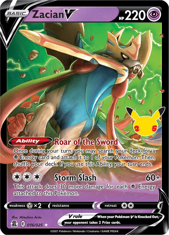 Zacian V 016/025 card from Celebrations