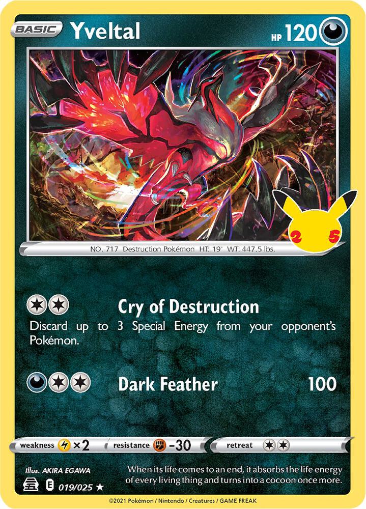 Yveltal 019/025 card from Celebrations