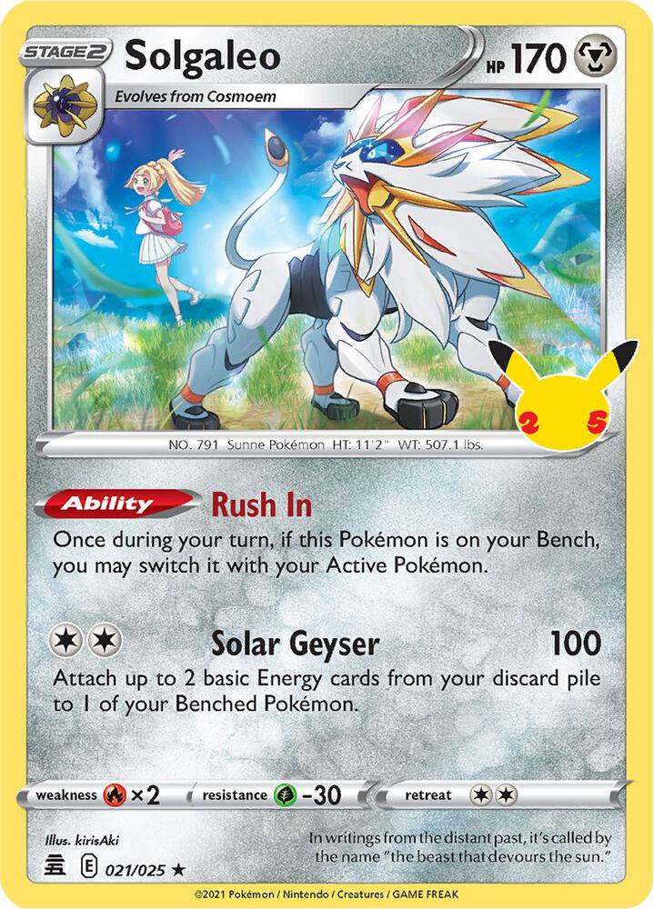 Solgaleo 021/025 card from Celebrations