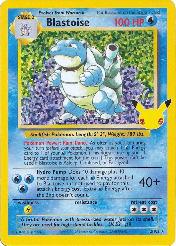 Blastoise 2/102 card from Celebrations: Classic Collection