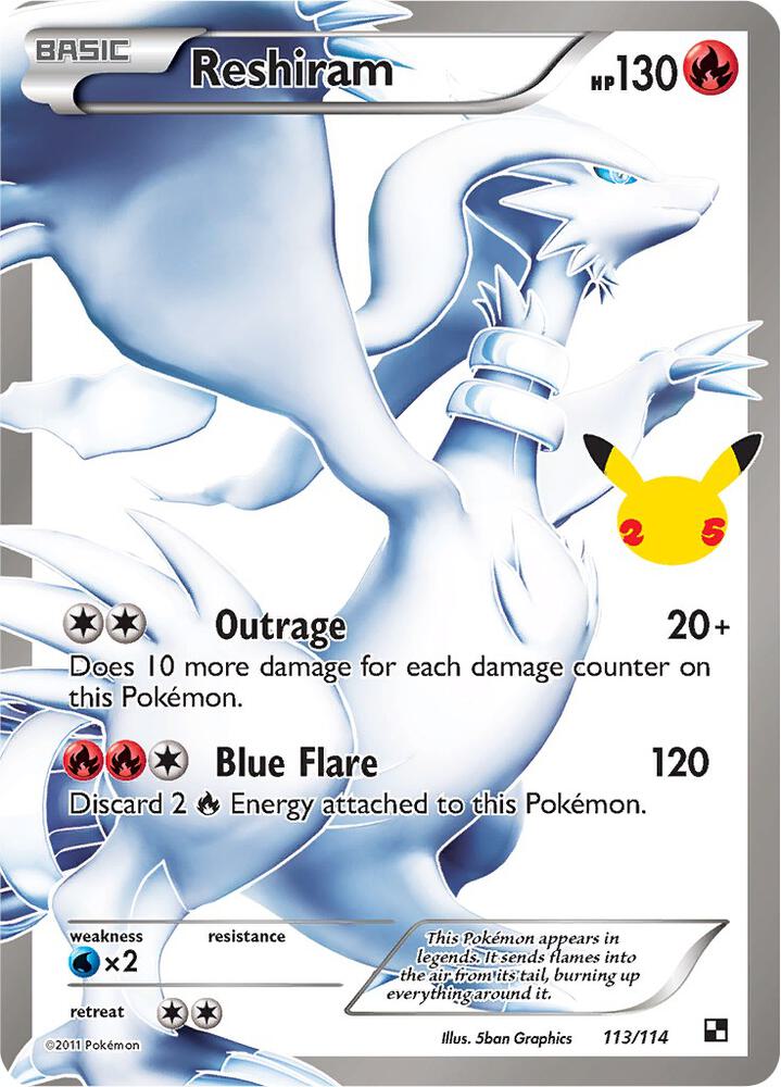 Reshiram 113/114 card from Celebrations: Classic Collection