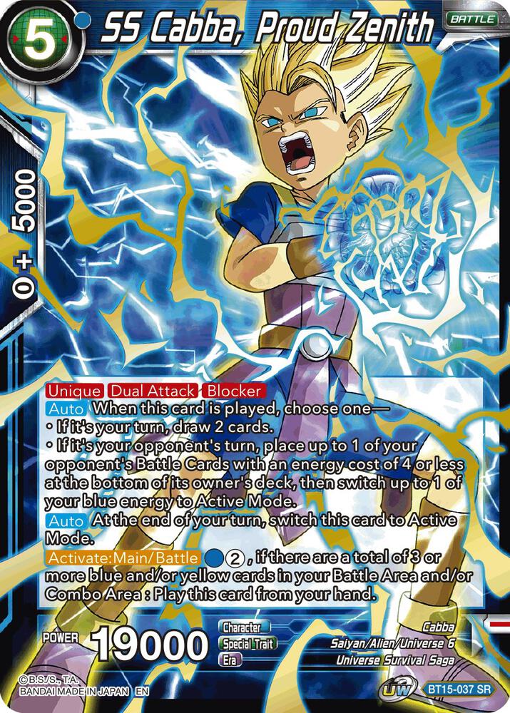 SS Cabba, Proud Zenith BT15-037 card from Saiyan Showdown