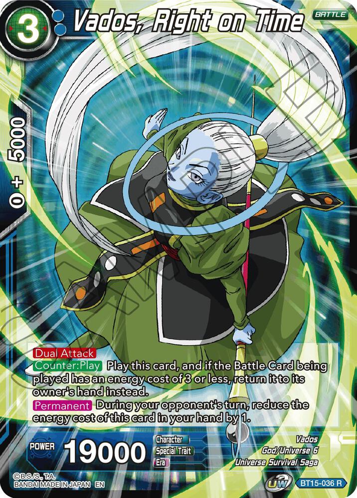 Vados, Right on Time BT15-036 card from Saiyan Showdown