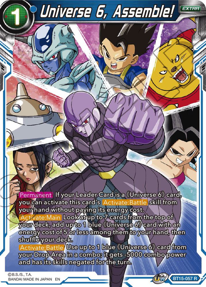 Universe 6, Assemble! BT15-057 card from Saiyan Showdown
