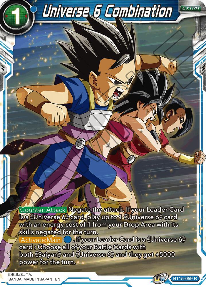 Universe 6 Combination BT15-059 card from Saiyan Showdown