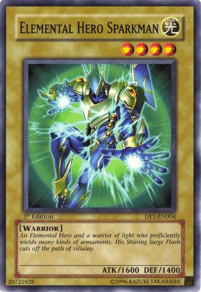 Elemental Hero Sparkman DP1-EN004 card from Duelist Pack 1: Jaden Yuki