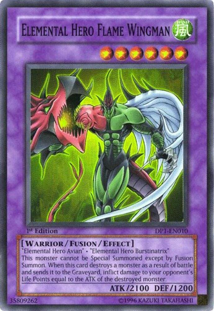 Elemental HERO Flame Wingman DP1-EN010 card from Duelist Pack 1: Jaden Yuki