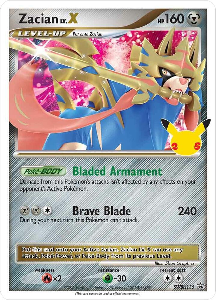 Zacian LV. X SWSH135 card from SWSH: Sword & Shield Promo Cards