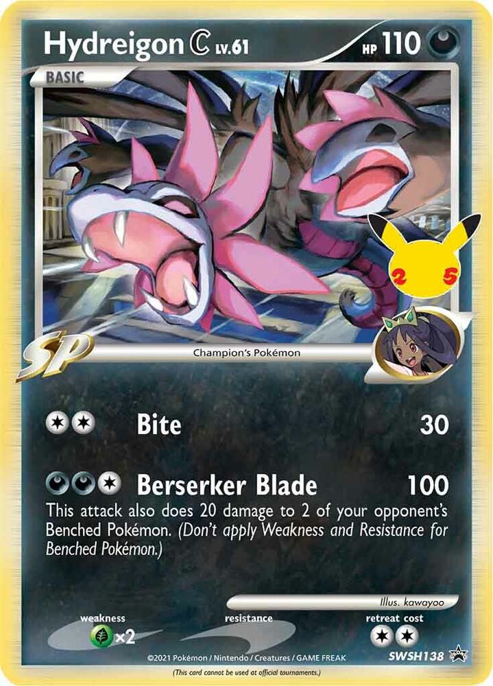 Hydreigon C lv.61 SWSH138 card from SWSH: Sword & Shield Promo Cards