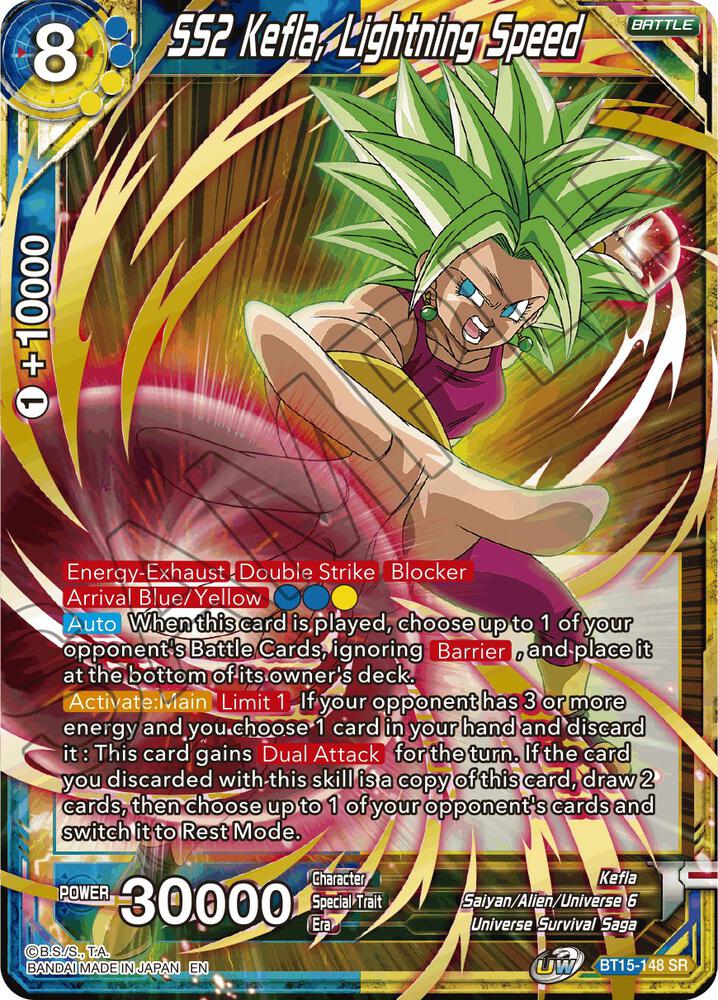 SS2 Kefla, Lightning Speed BT15-148 card from Saiyan Showdown