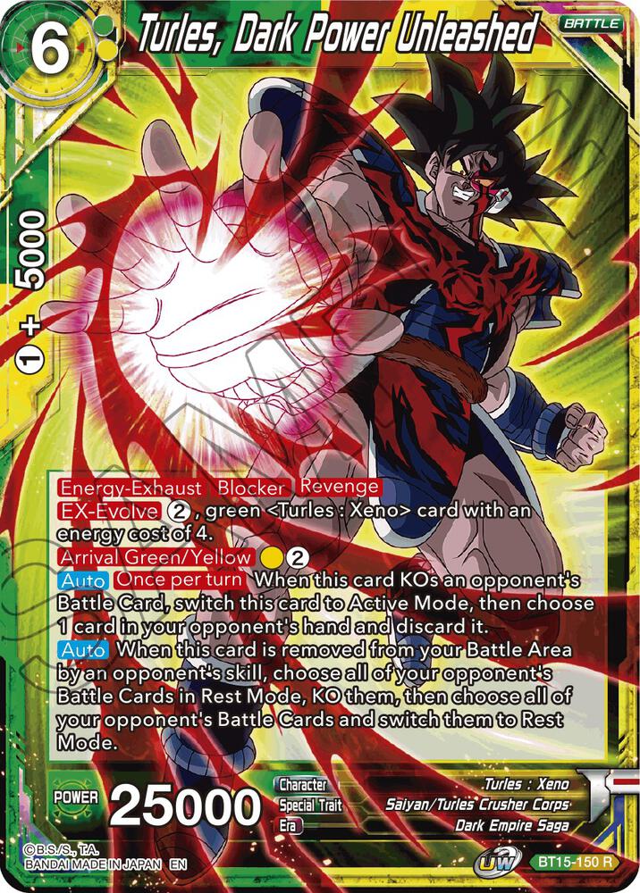 Turles, Dark Power Unleashed BT15-150 card from Saiyan Showdown