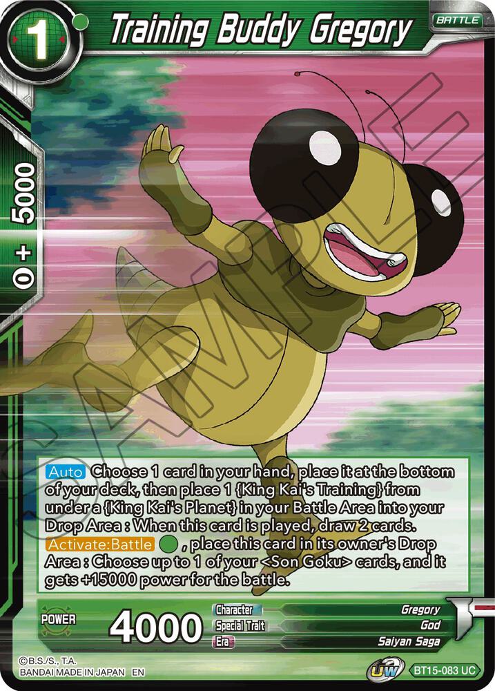 Training Buddy Gregory BT15-083 card from Saiyan Showdown