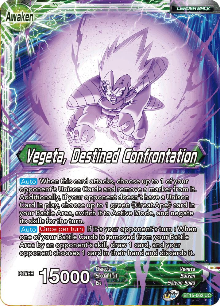 Vegeta // Vegeta, Destined Confrontation BT15-062 card from Saiyan Showdown