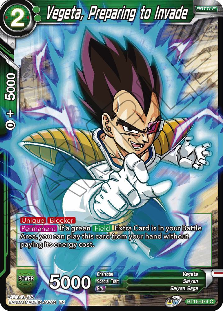 Vegeta, Preparing to Invade BT15-074 card from Saiyan Showdown