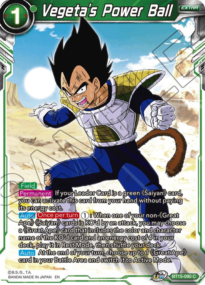 Vegeta's Power Ball BT15-090 card from Saiyan Showdown