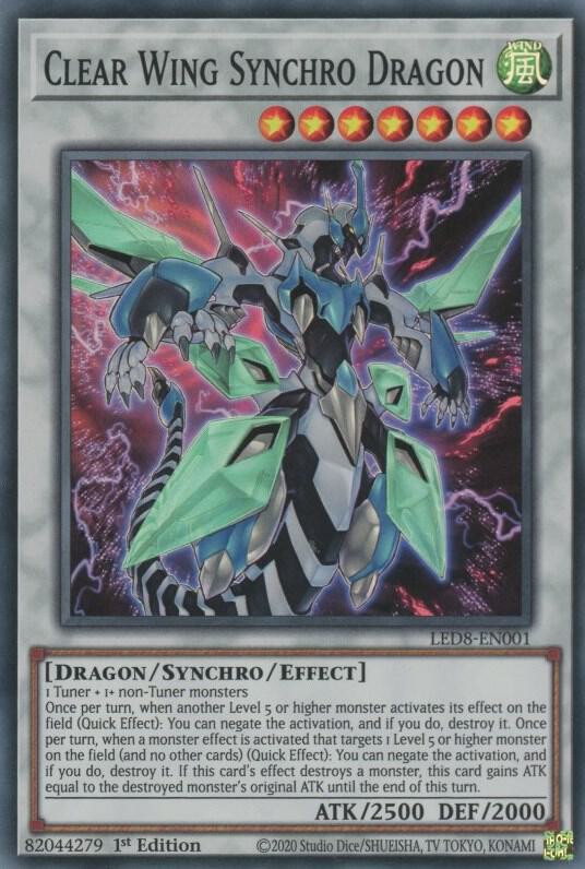 Clear Wing Synchro Dragon LED8-EN001 card from Legendary Duelists: Synchro Storm