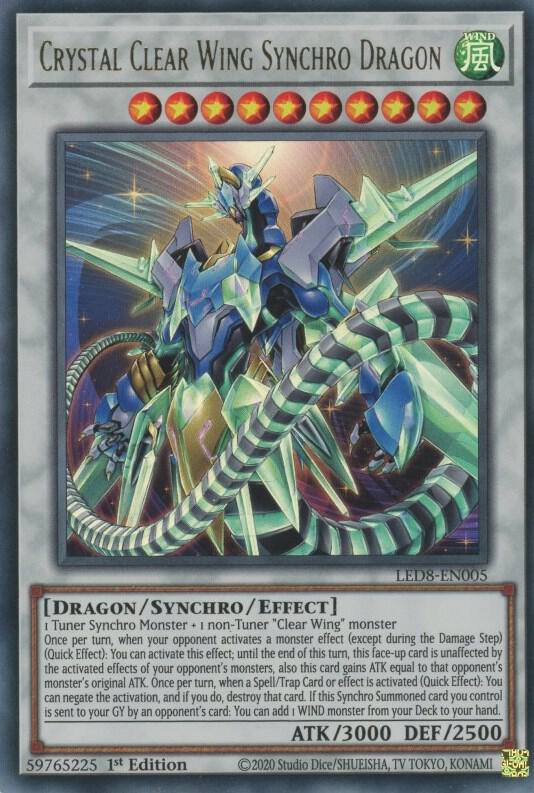 Crystal Clear Wing Synchro Dragon LED8-EN005 card from Legendary Duelists: Synchro Storm