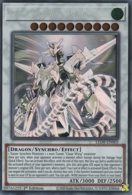 Crystal Clear Wing Synchro Dragon (Ghost Rare) LED8-EN005 card from Legendary Duelists: Synchro Storm