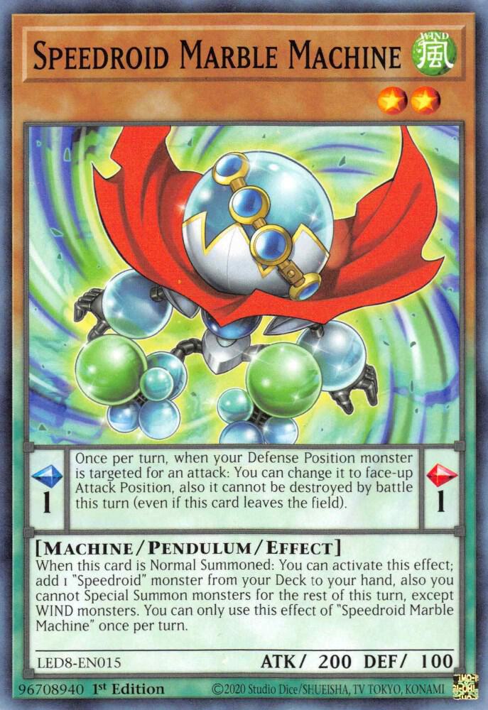 Speedroid Marble Machine LED8-EN015 card from Legendary Duelists: Synchro Storm