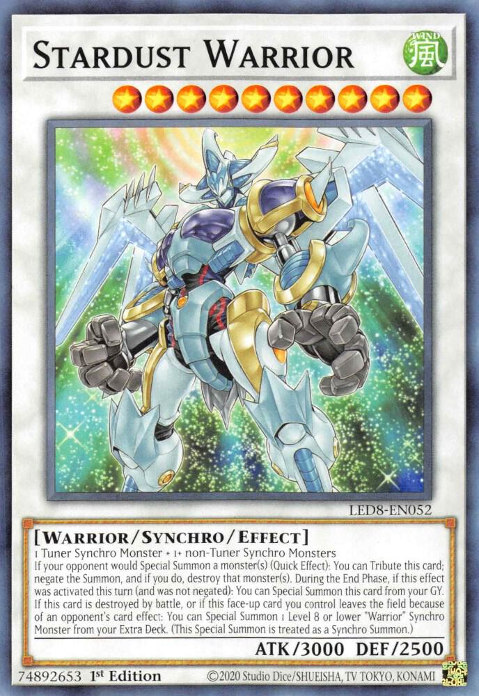 Stardust Warrior LED8-EN052 card from Legendary Duelists: Synchro Storm