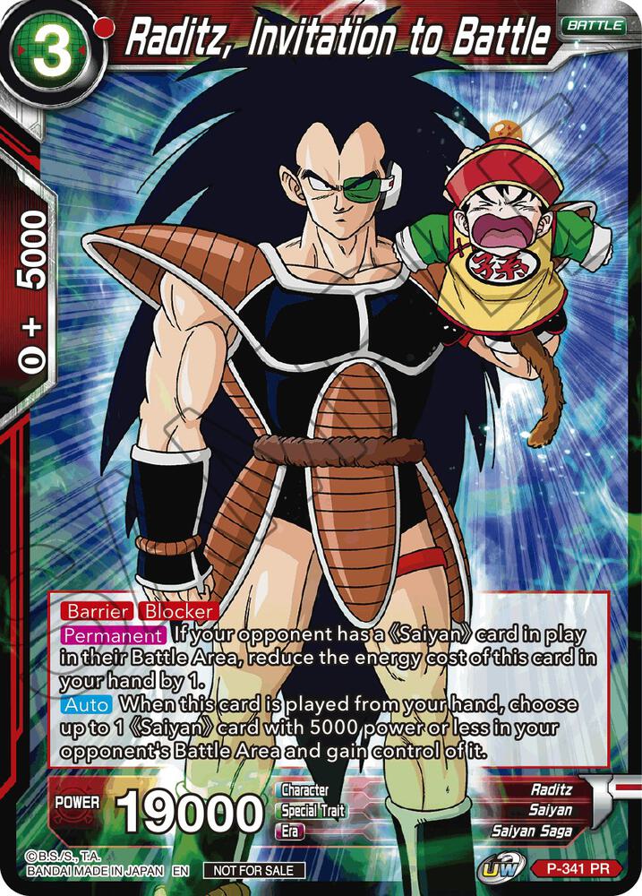 Raditz, Invitation to Battle P-341 card from Tournament Promotion Cards