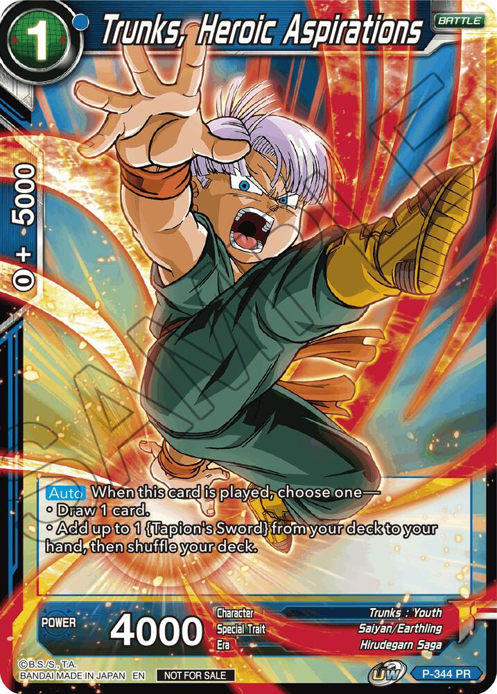 Trunks, Heroic Aspirations P-344 card from Tournament Promotion Cards