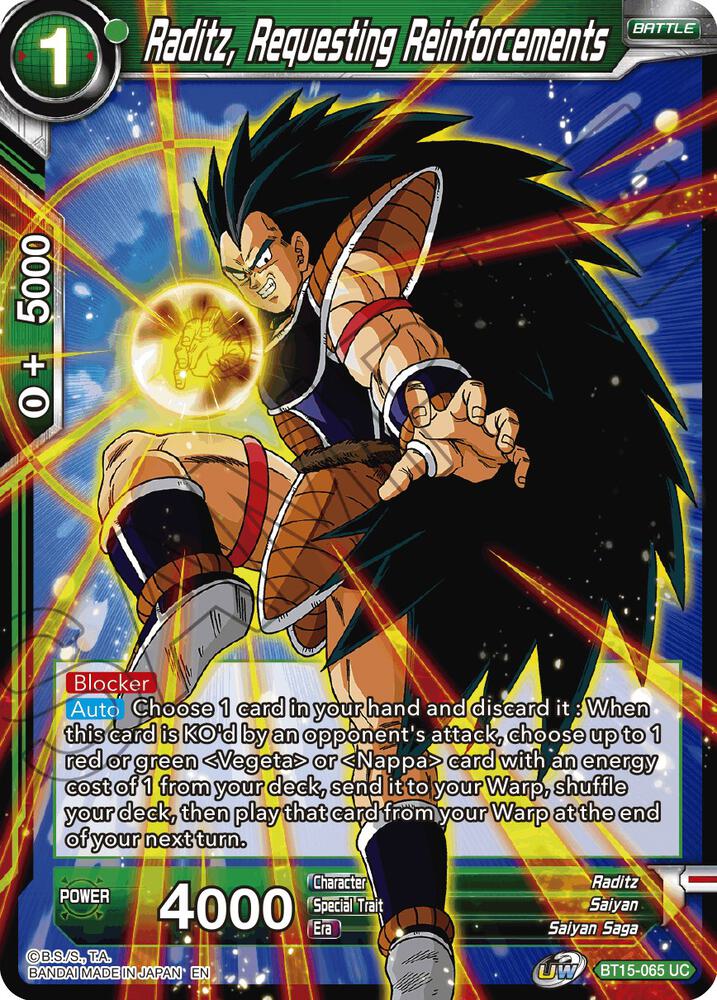 Raditz, Requesting Reinforcements BT15-065 card from Saiyan Showdown