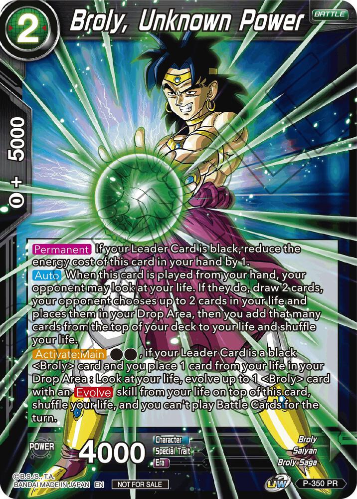 Broly, Unknown Power P-350 card from Tournament Promotion Cards