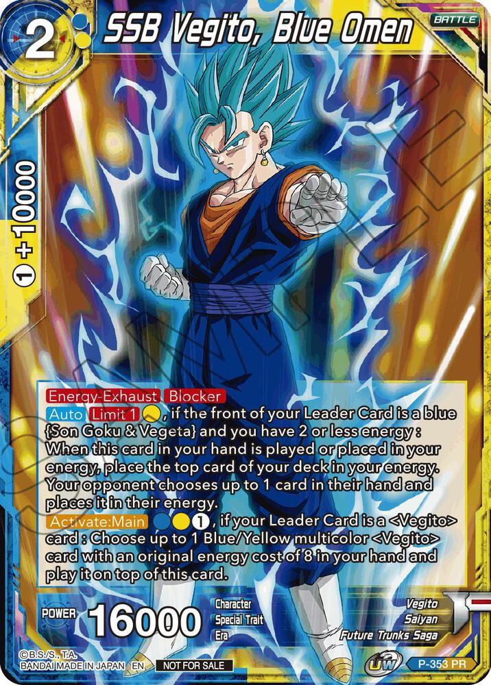 SSB Vegito, Blue Omen P-353 card from Tournament Promotion Cards