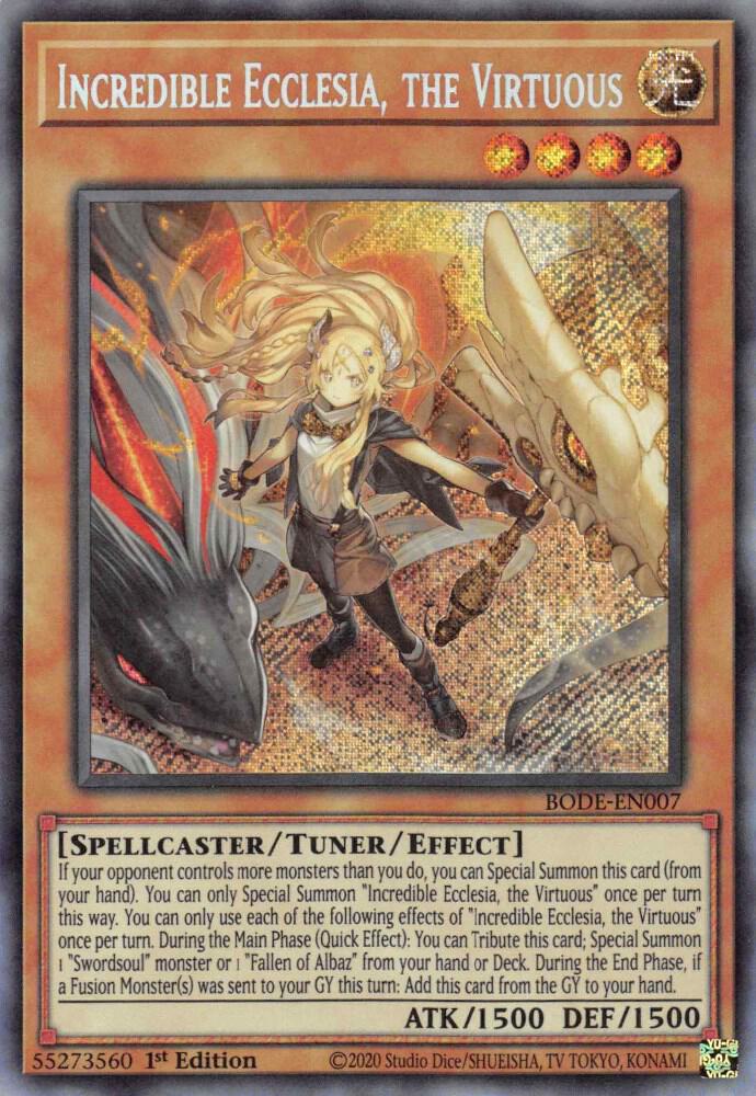 Incredible Ecclesia, the Virtuous BODE-EN007 card from Burst of Destiny
