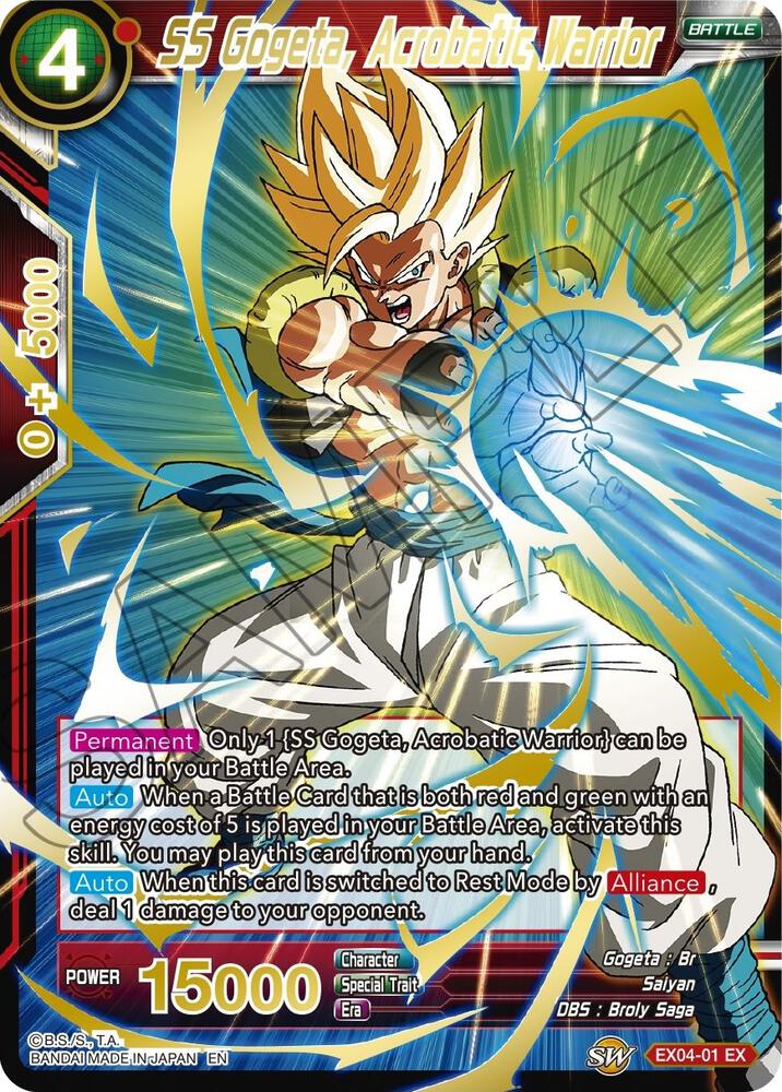 SS Gogeta, Acrobatic Warrior (Gold Stamped) EX04-01 card from Mythic Booster