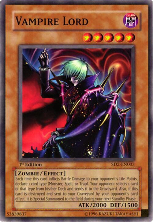 Vampire Lord SD2-EN003 card from Structure Deck: Zombie Madness