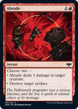 Abrade 139 card from Innistrad: Crimson Vow