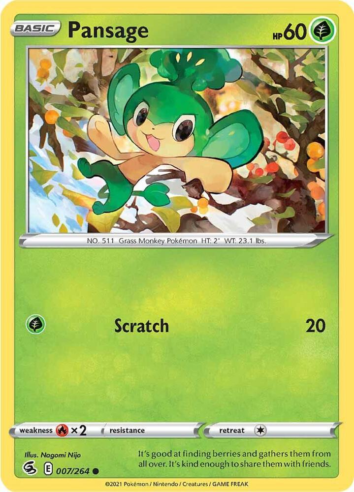 Pansage 007/264 card from SWSH08: Fusion Strike