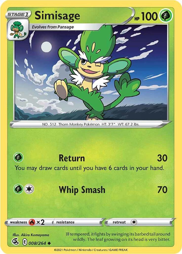 Simisage 008/264 card from SWSH08: Fusion Strike