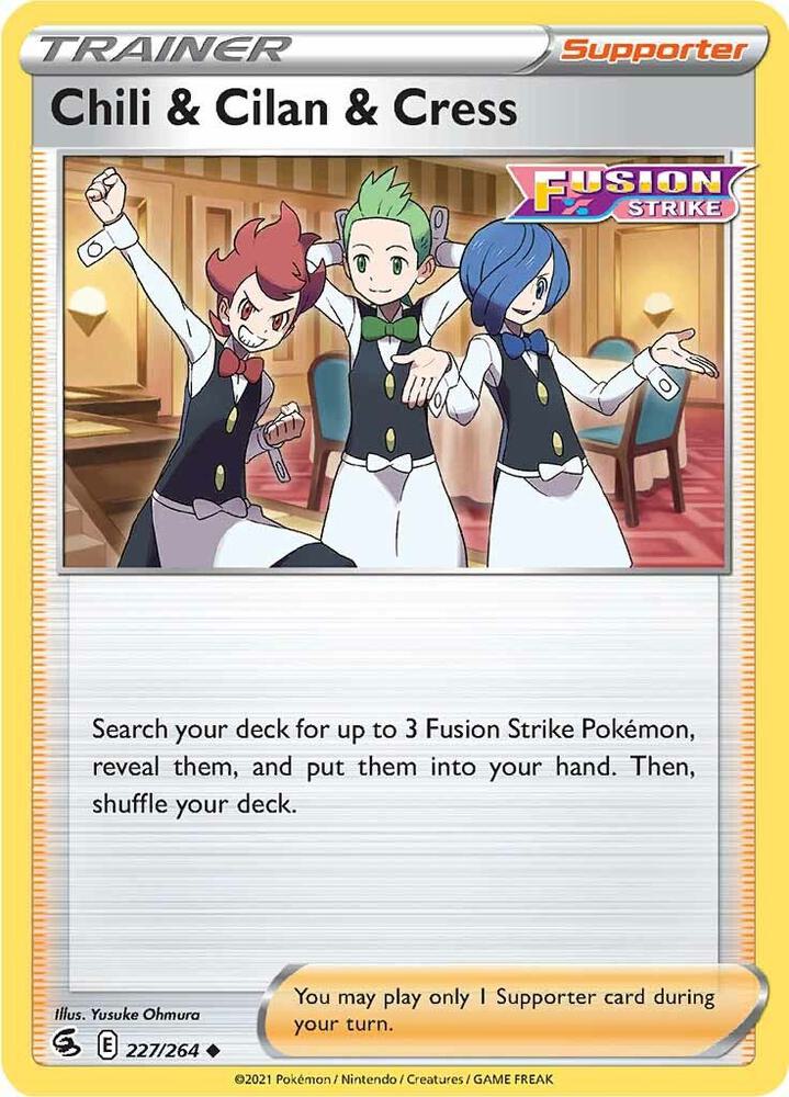 Chili & Cilan & Cress 227/264 card from SWSH08: Fusion Strike