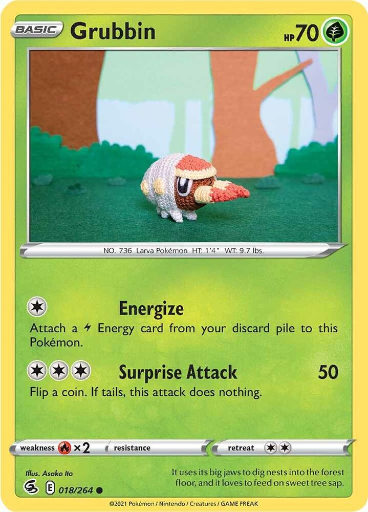 Grubbin 018/264 card from SWSH08: Fusion Strike