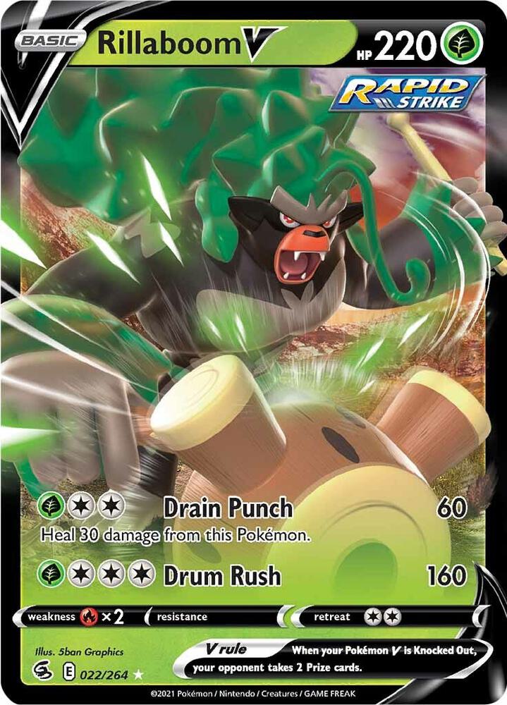 Rillaboom V 022/264 card from SWSH08: Fusion Strike