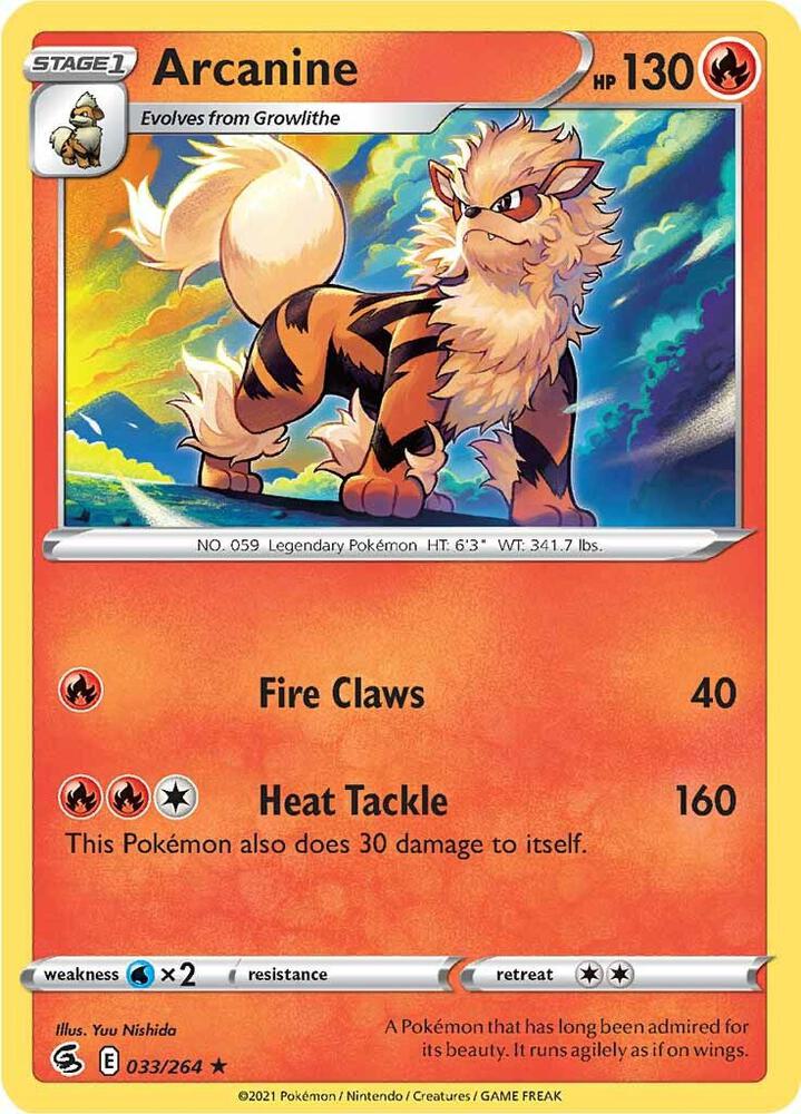 Arcanine 033/264 card from SWSH08: Fusion Strike