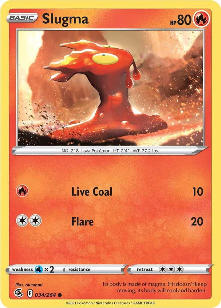 Slugma 034/264 card from SWSH08: Fusion Strike