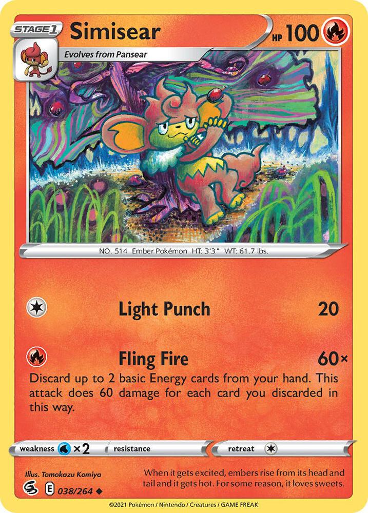 Simisear 038/264 card from SWSH08: Fusion Strike