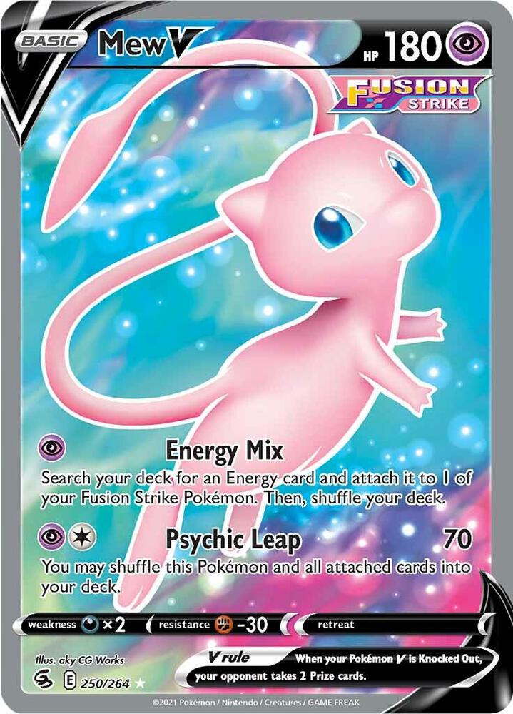 Mew V (Full Art) 250/264 card from SWSH08: Fusion Strike